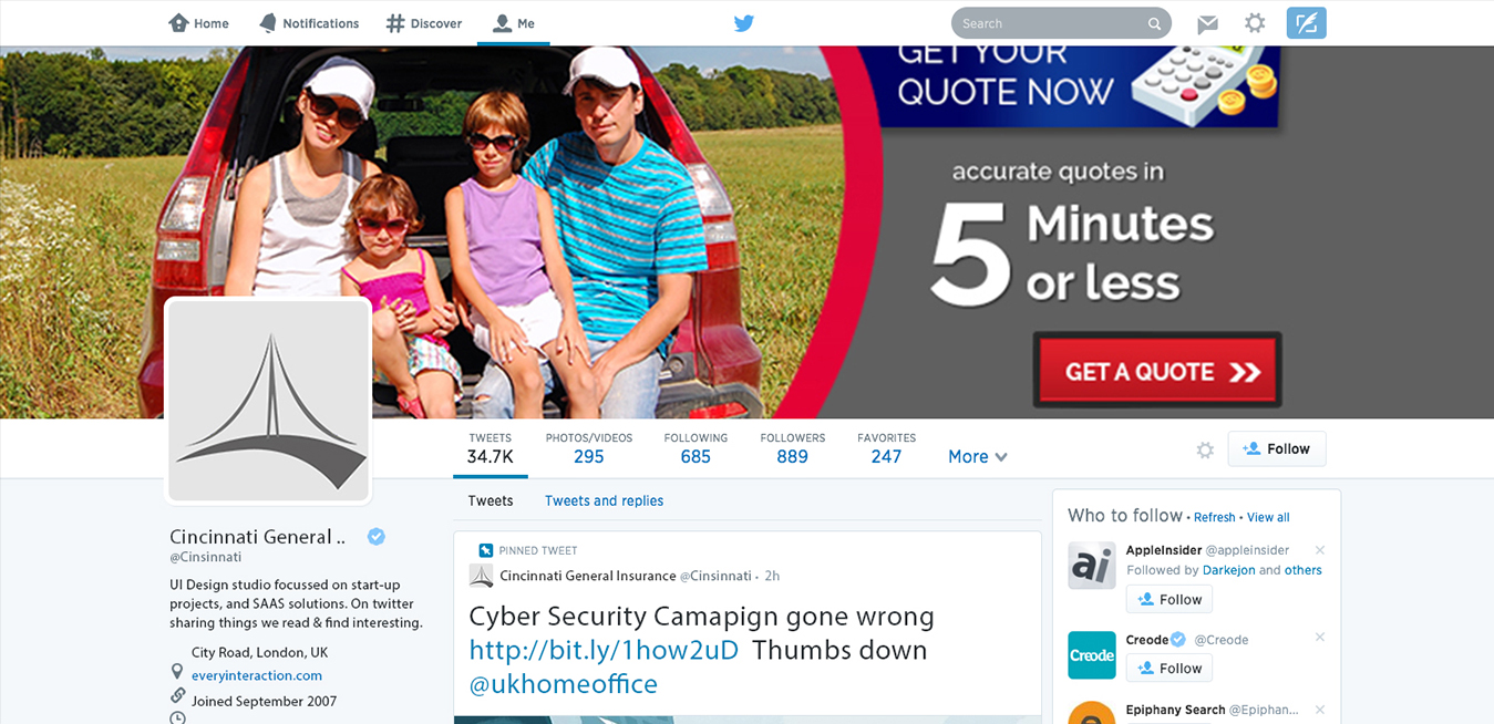 Cincinnati General Insurance Agency Twitter Branding