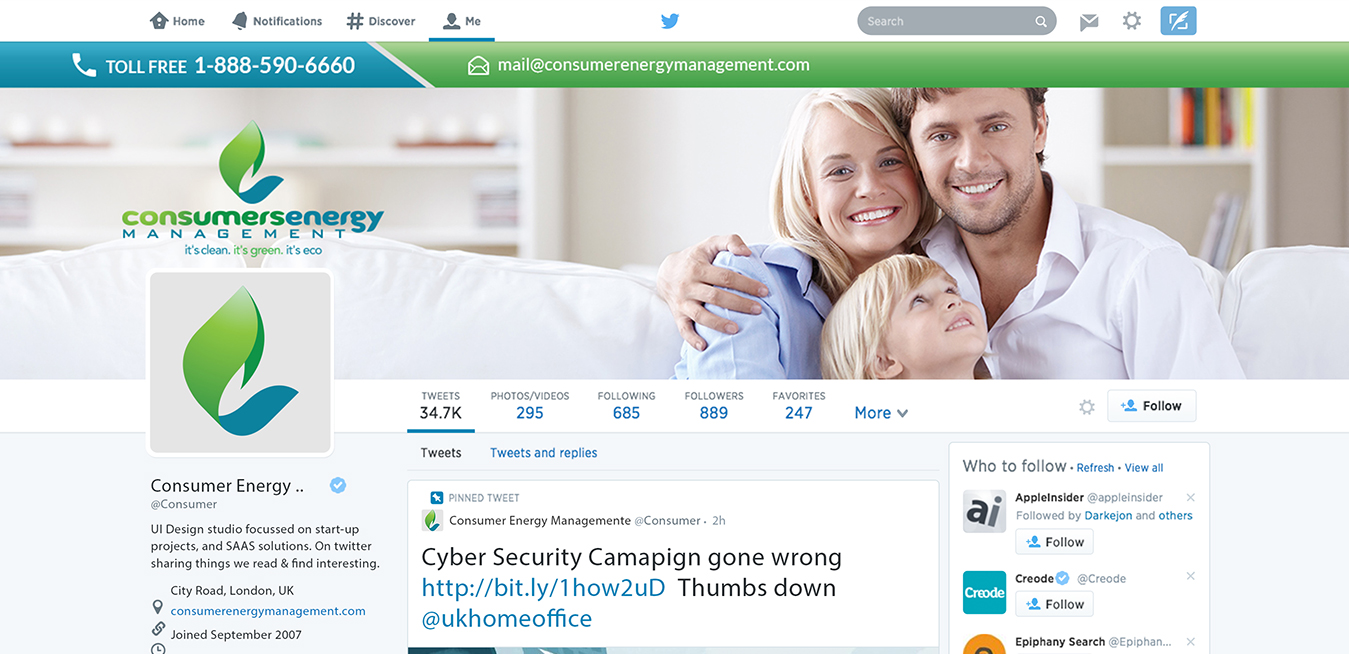 Consumer Energy Management Inc Twitter Branding